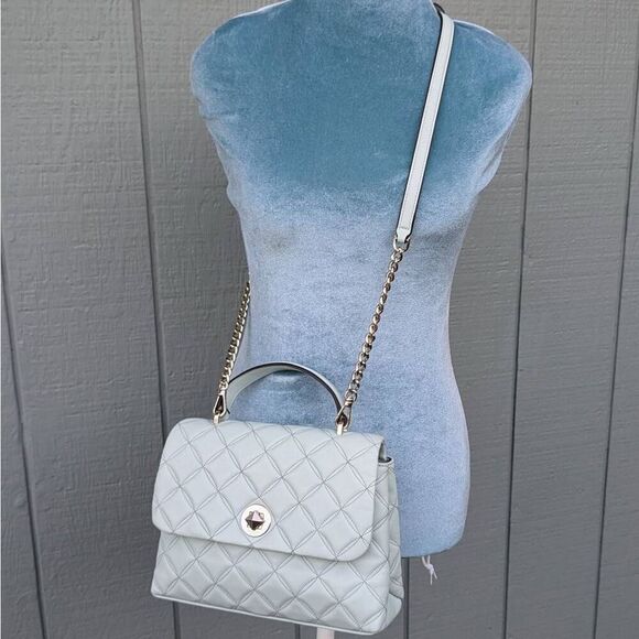 Kate Spade NY Natalia Top Handle Satchel Crossbody Bag in Crystal Blue. - Picture 3 of 10